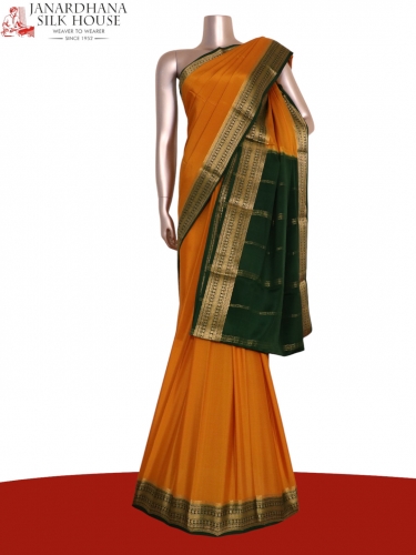 Classic Contrast Pure Mysore Crepe Silk Saree